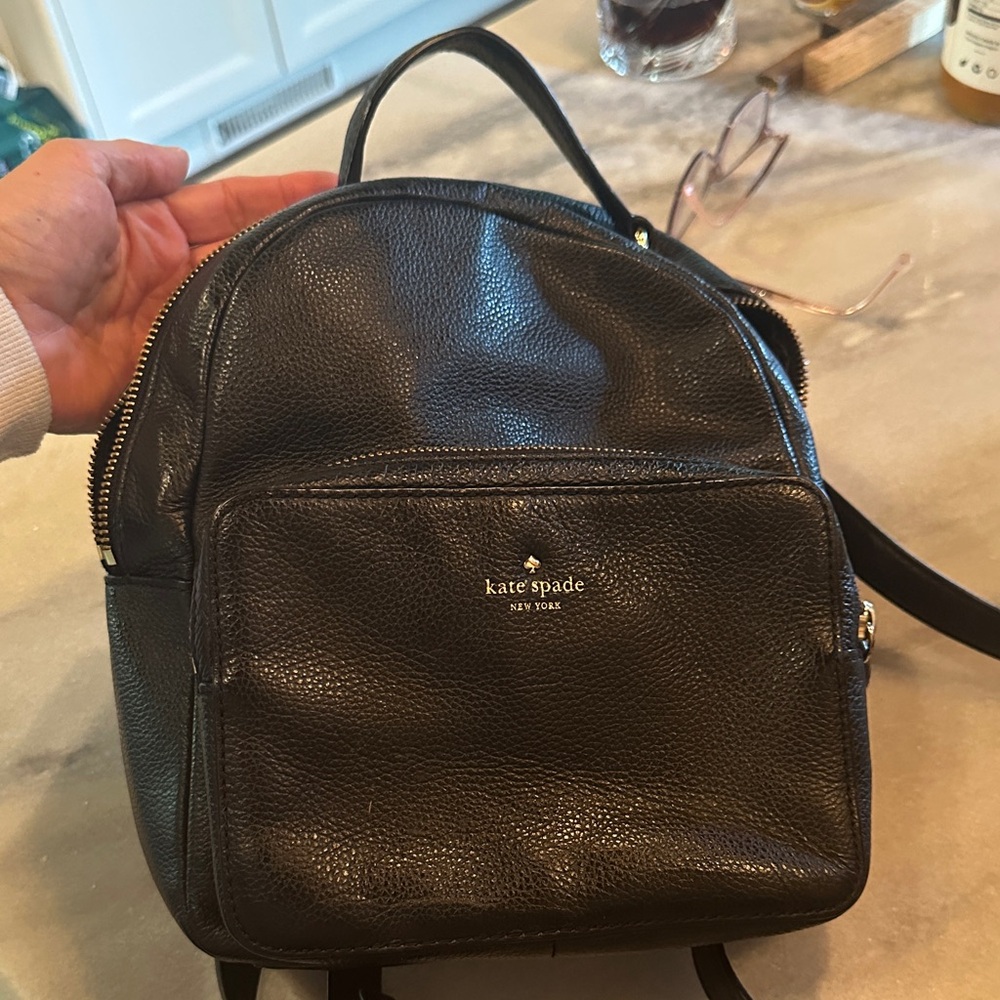 Kate Spade Black Pebbled Leather Backpack